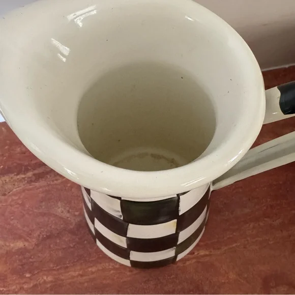 MacKenzie-Childs Courtly Check Enamel Pitcher Vase Farmhouse Decor - Picture 2 of 6